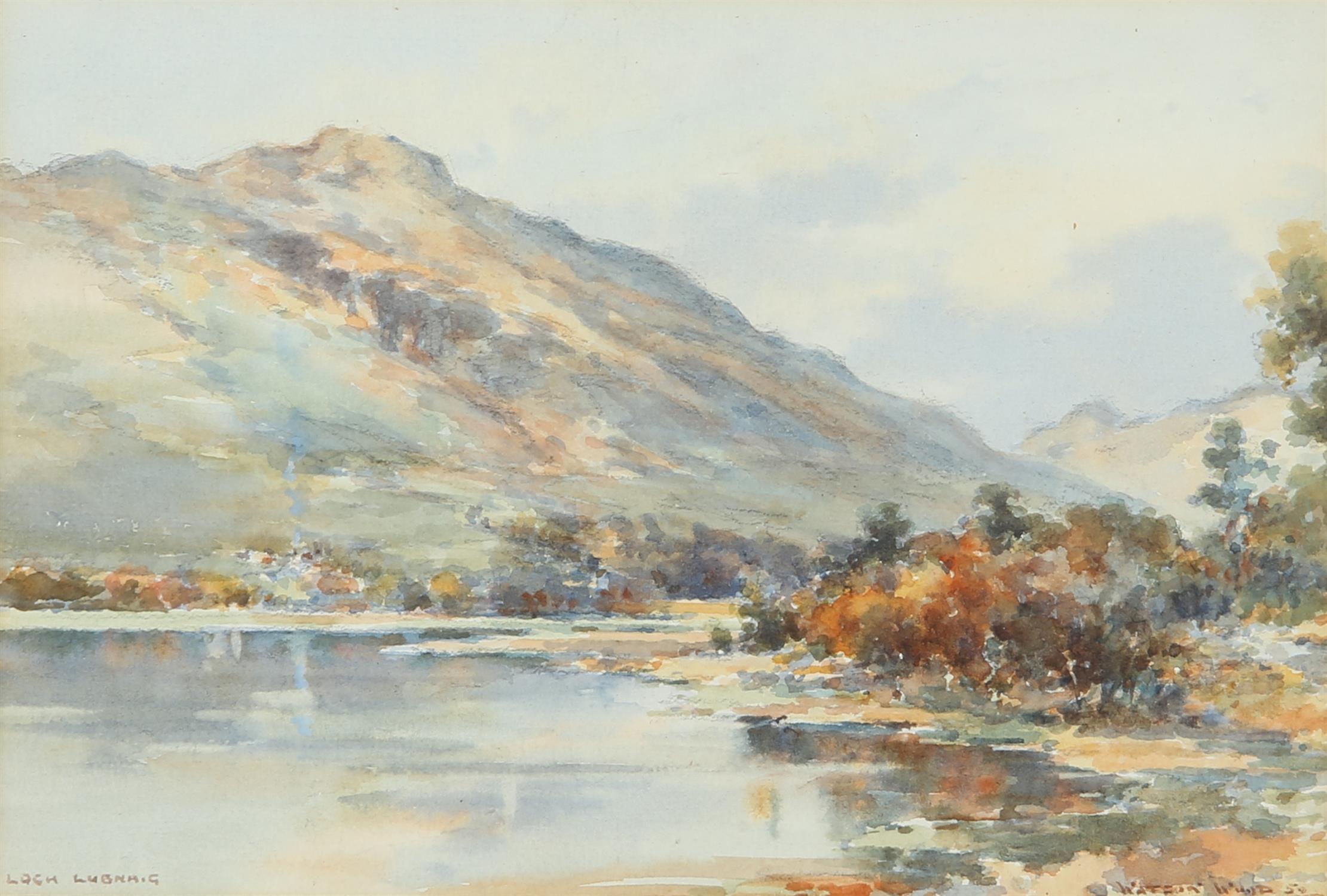 Frank Watson Wood (British, 1862-1953), 'Blue Hills from Loch Lubnaig', watercolour,