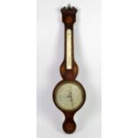 Mahogany and satinwood inlaid barometer, 19th century, by J. Schalfino Taunton Warranted,