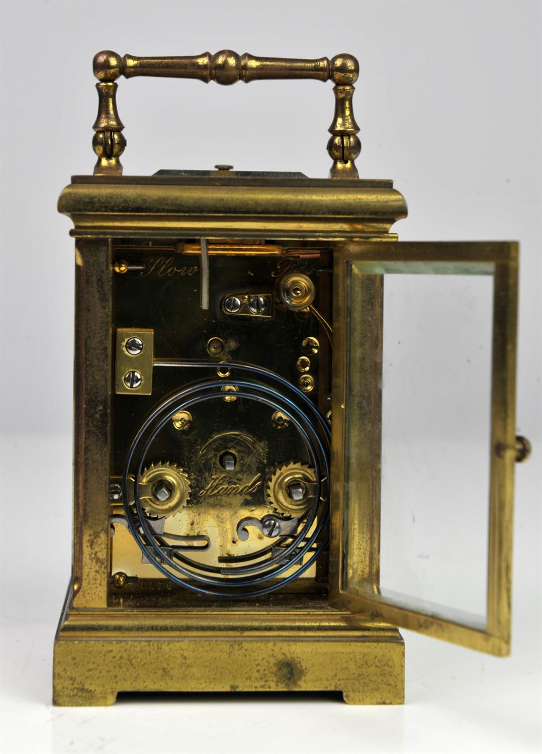 A brass repeating carriage clock, late 19th Century, retailed by Marshall and Sons, - Image 5 of 6