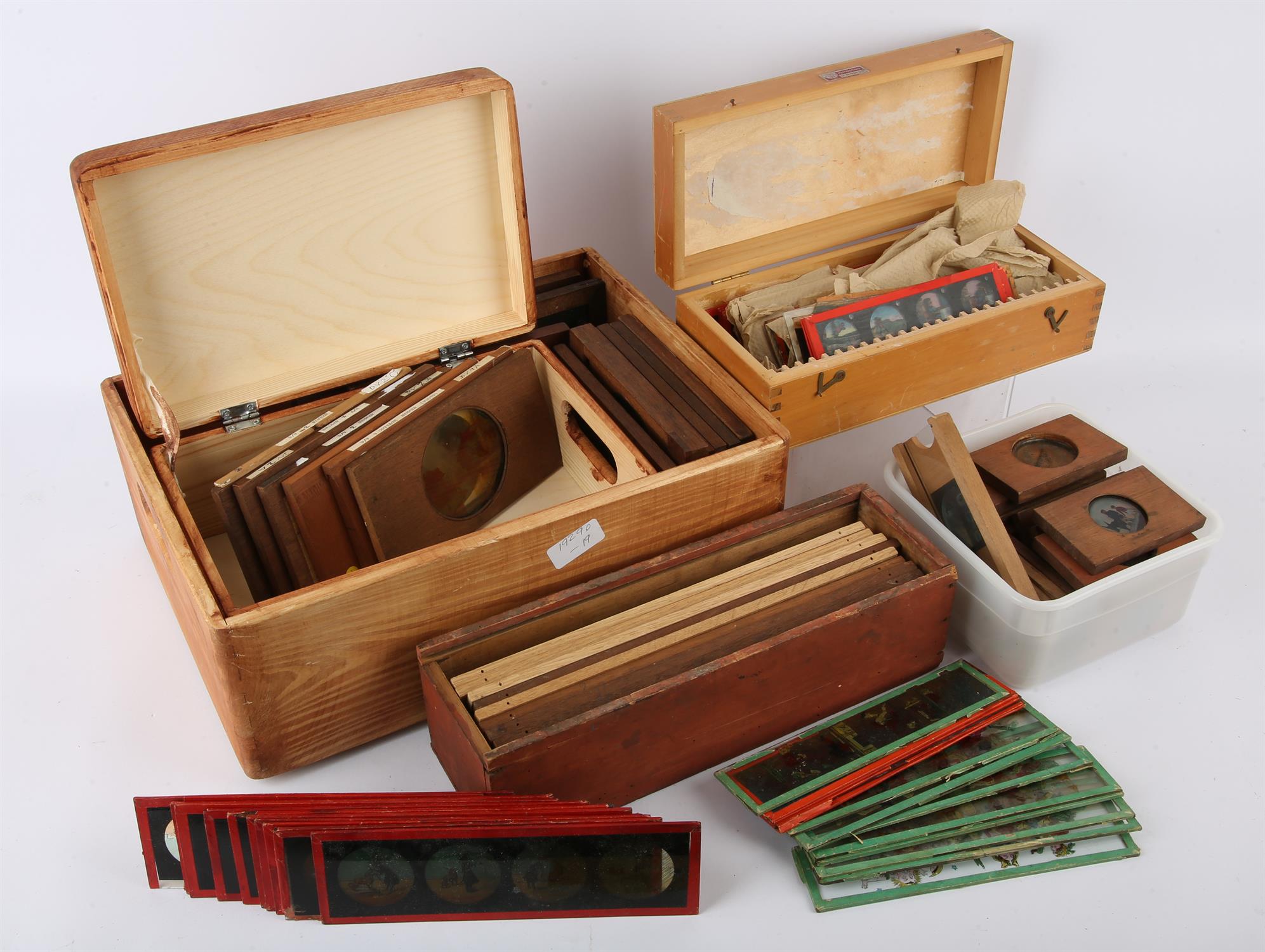 A large collection of magic lantern slides. To include 9 mahogany-mounted long magic lantern slides, - Image 2 of 2