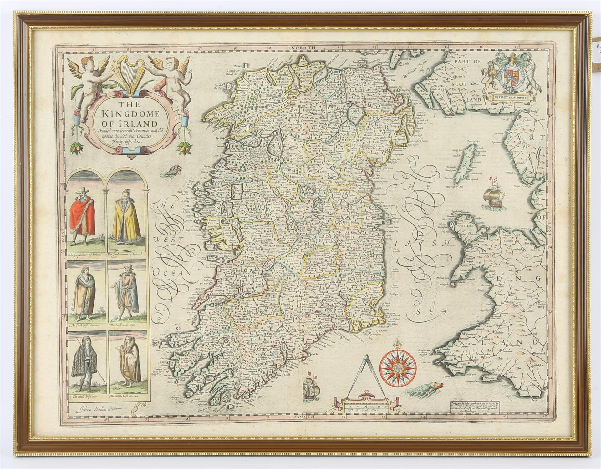 John Speede, seventeenth-century map of 'The Province of Connaugh', later hand-coloured, 40.5 x 53. - Image 3 of 4