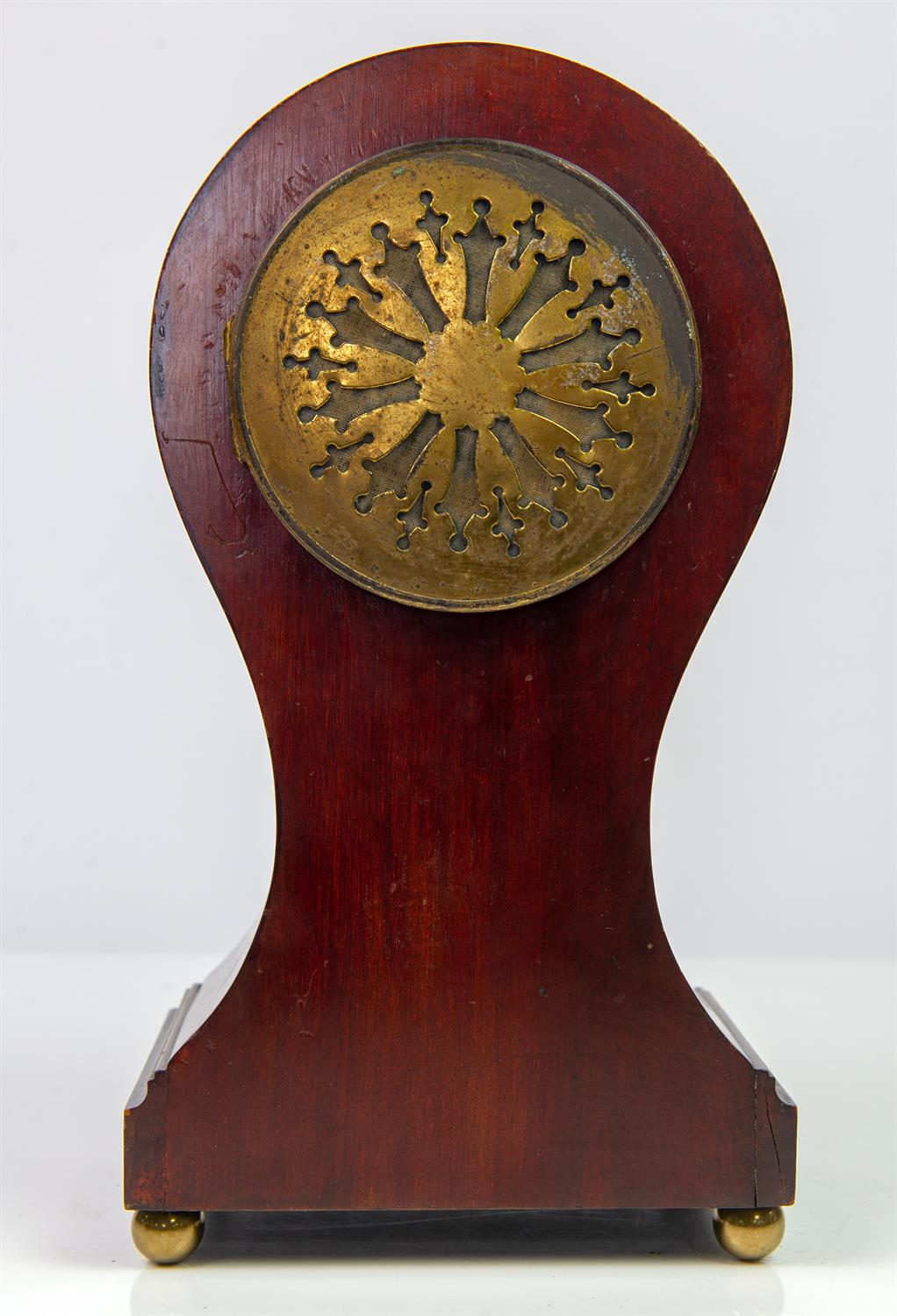 Edwardian mahogany balloon clock the two train French movement by Couillet Freres, - Image 13 of 28