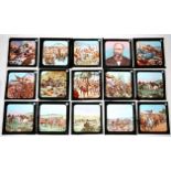 Partial set of 58 Boer War magic lantern slides. In wooden slide box (58).