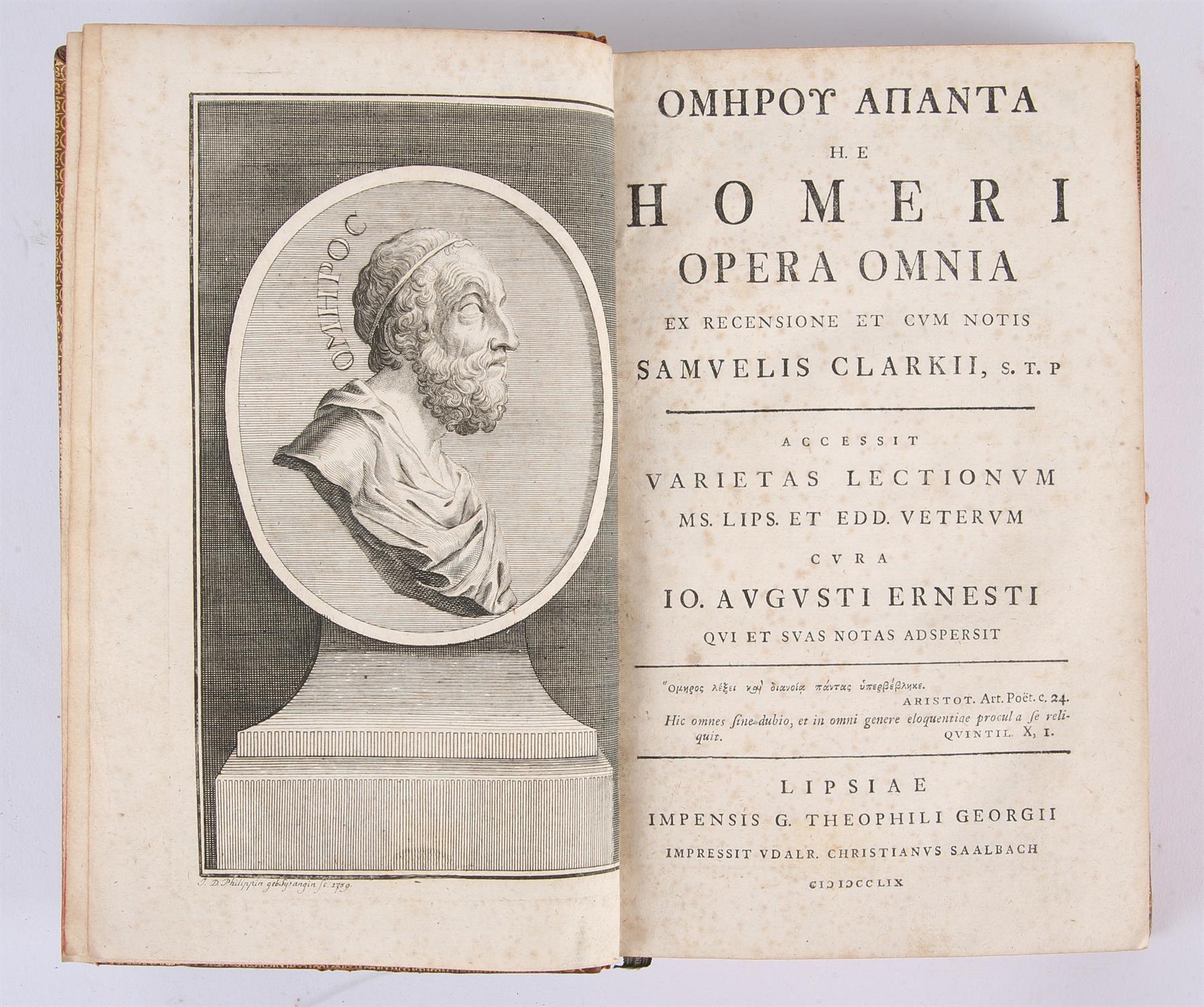 Homer (Homerus), Samuel Clarke and Johann August Ernesti:   Omeroy Apanta h.e. Homeri Opera Omina . - Image 2 of 2