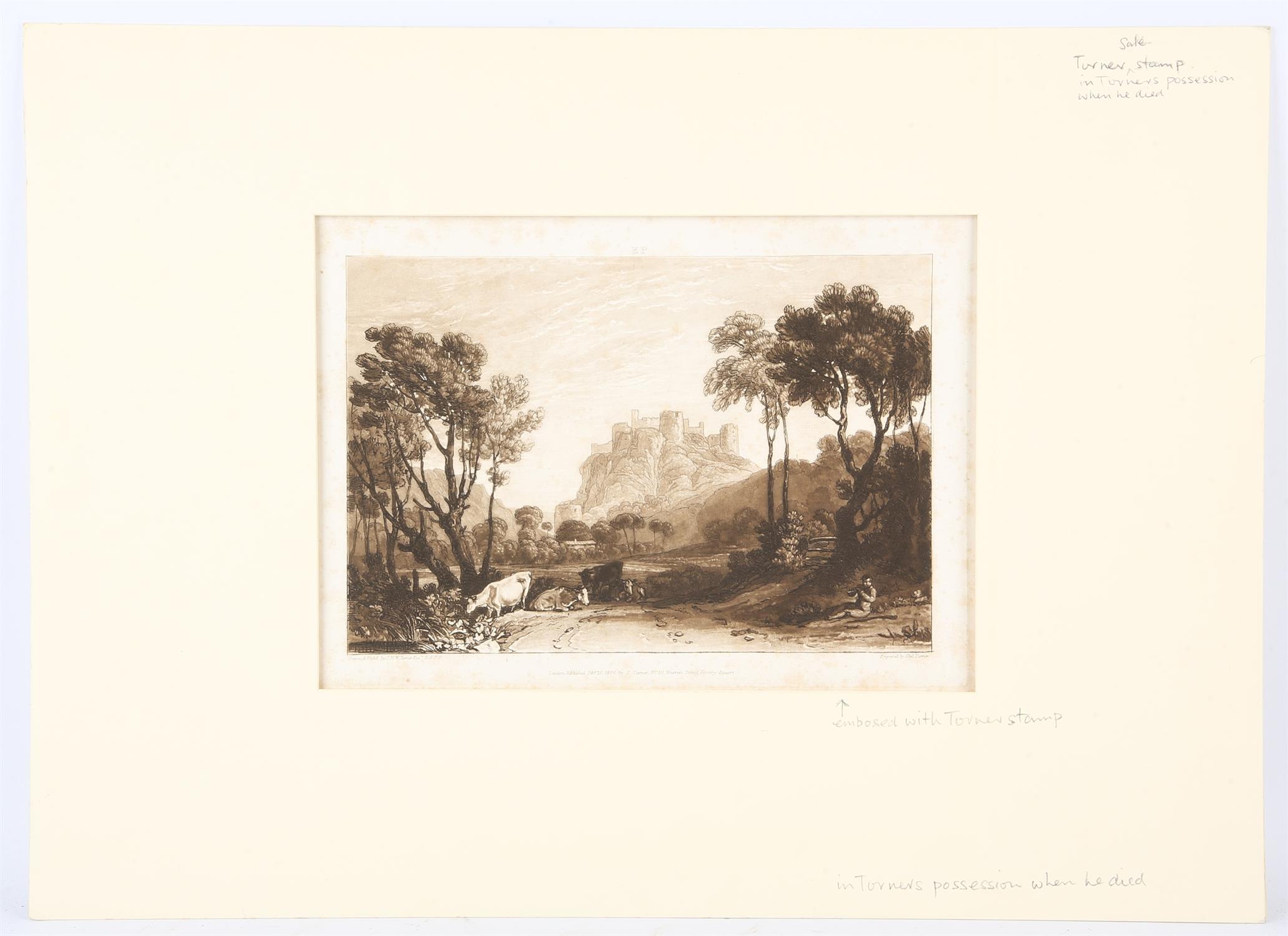 Joseph Mallord William Turner (1775-1851) ‘The Castle above the Meadows’. Etching by JMW Turner - Image 2 of 2