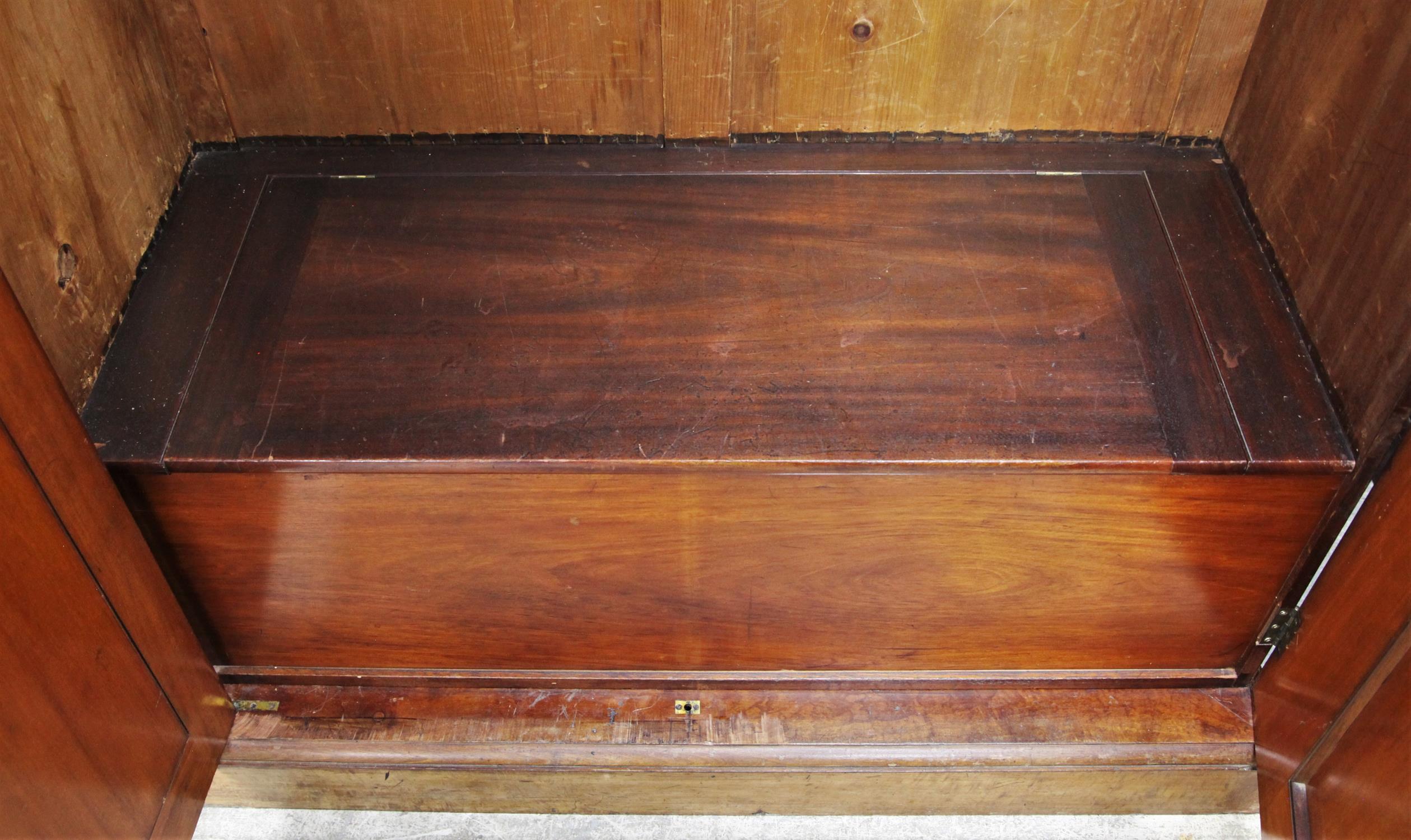 A Victorian Mahogany veneered Wardrobe/Compactum, Cornice over four doors, the central two doors - Image 8 of 8