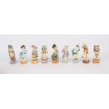 A group of Bronte porcelain Clowder of Cats figural candle snuffers, limited edition,