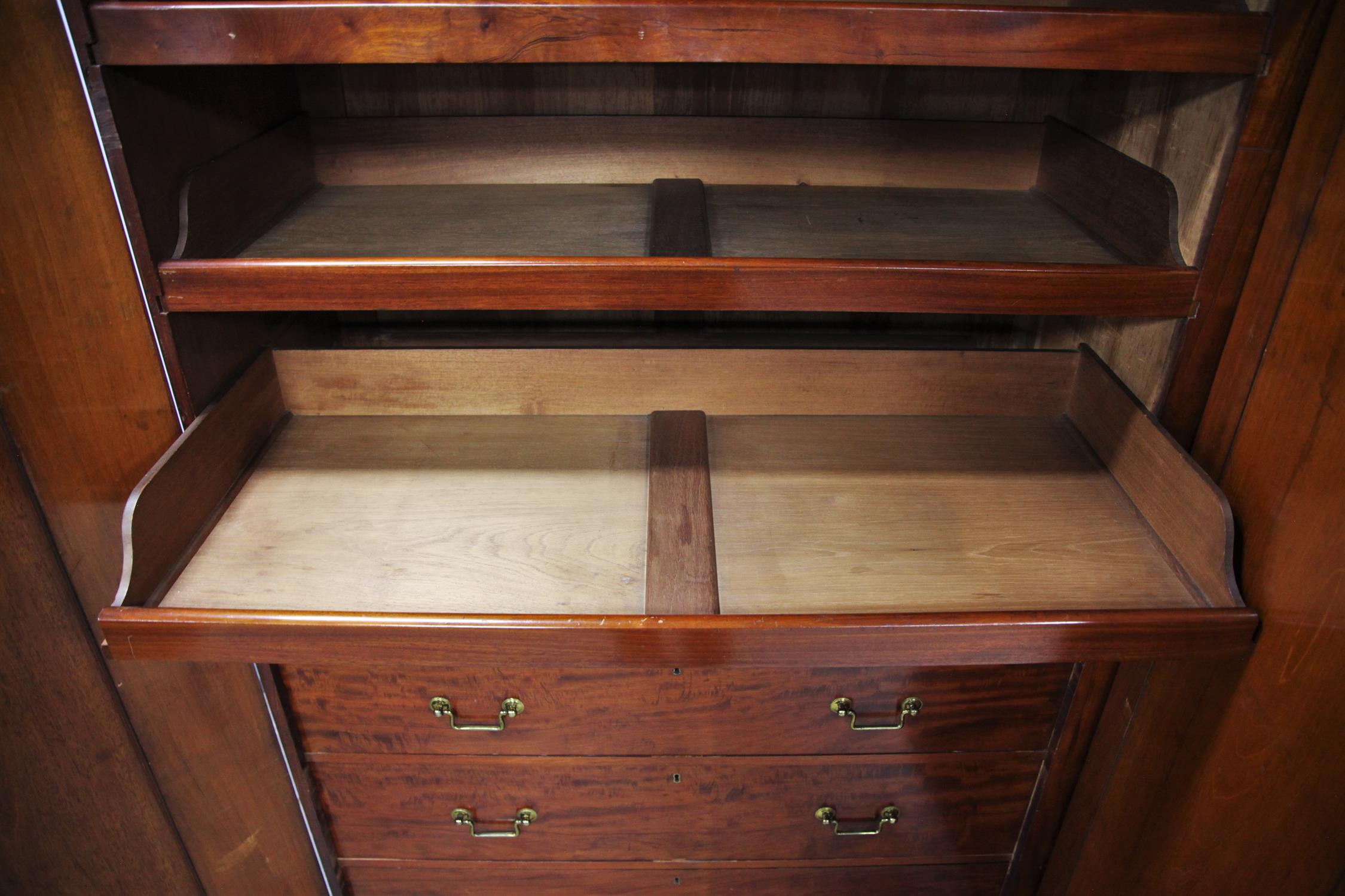 A Victorian Mahogany veneered Wardrobe/Compactum, Cornice over four doors, the central two doors - Image 4 of 8