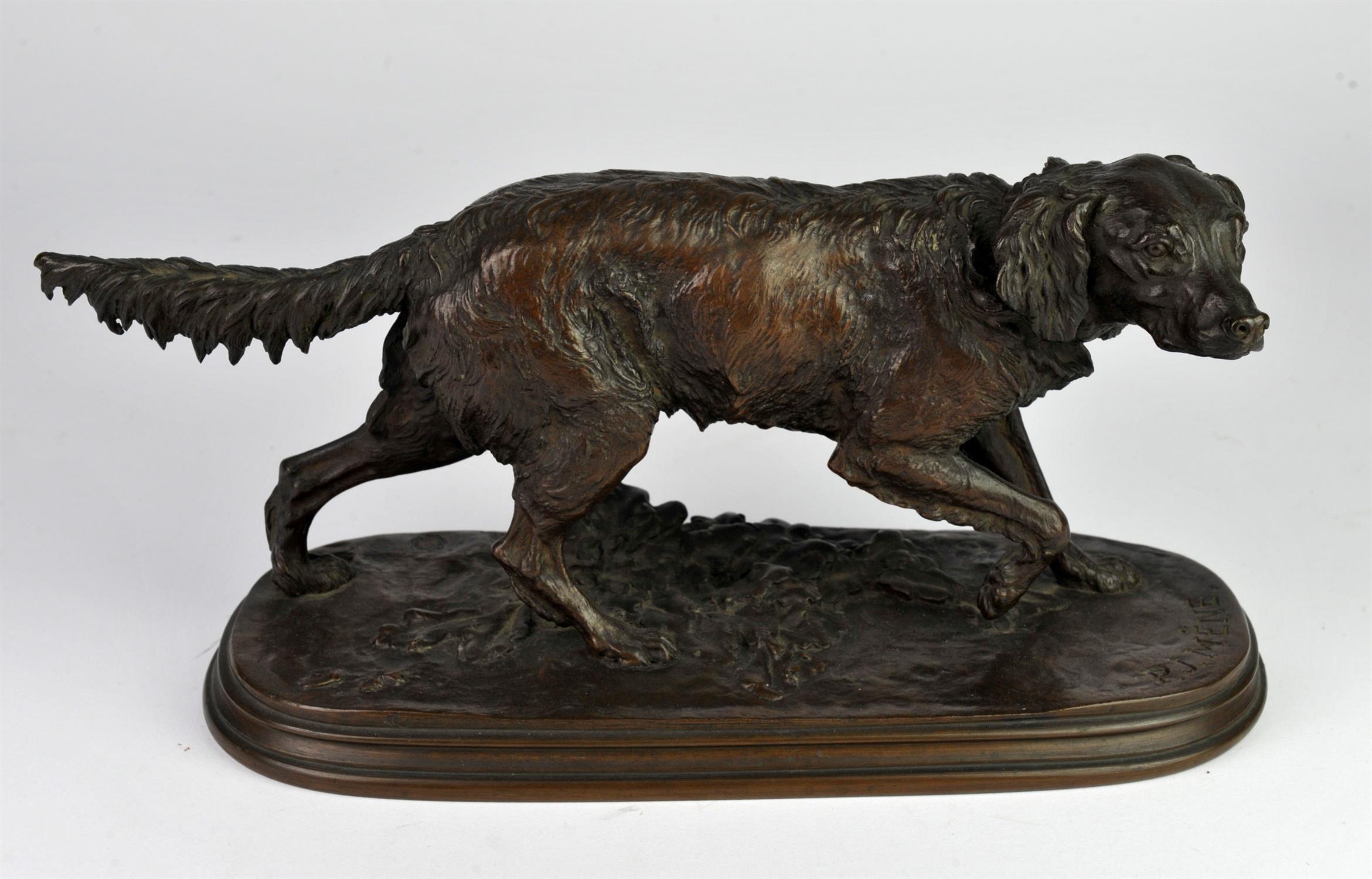 After P J Mene, Chien Epagneul Francais, a dog, signed to cast, foundry stamp for Suisse Freres, 17.