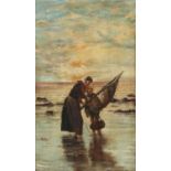 AMENDED DESCRIPTION - Manner of Jozef Israels (1824-1911), mother and child on a beach,