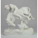 Owen Hales (British, active 1884-1889), a Copeland white glazed porcelain model of a boy riding a