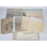 Collection of nineteenth-century British School landscape studies, to include Italian lakeside