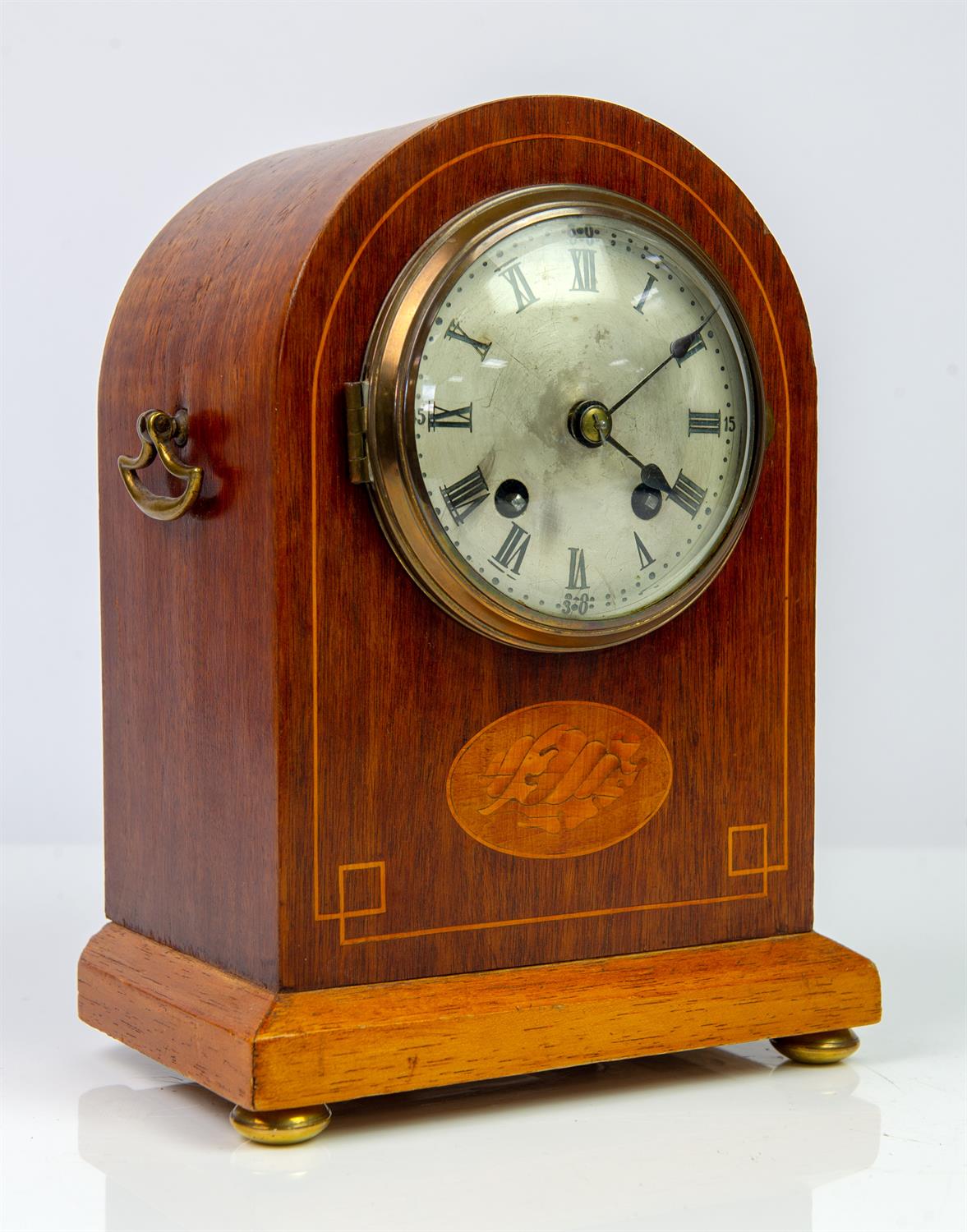 Edwardian mahogany balloon clock the two train French movement by Couillet Freres, - Image 16 of 28