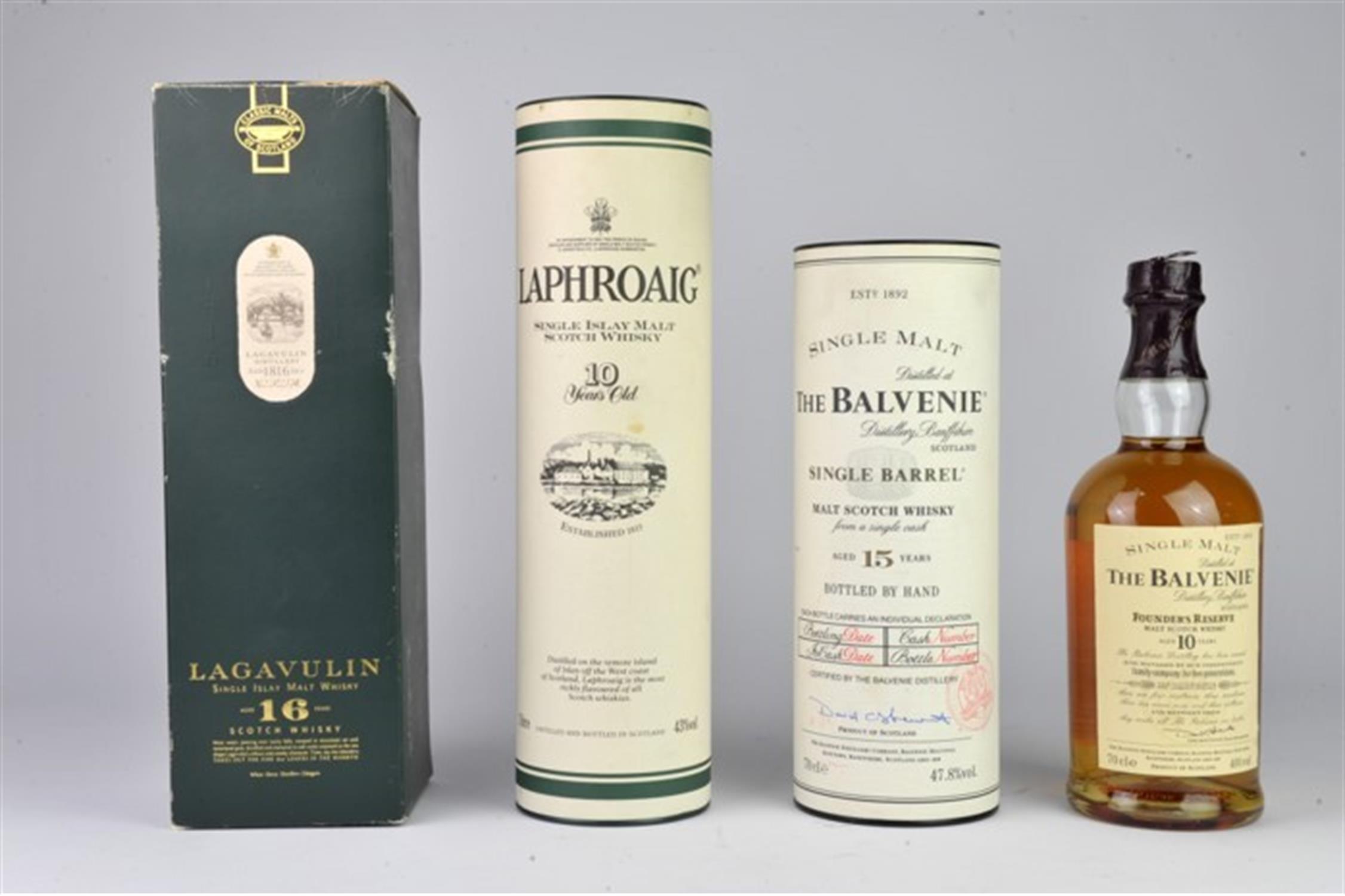 The Balvenie whisky, 10 year, single bottle, together with Laphroaig whisky, 10 year old, - Bild 3 aus 5