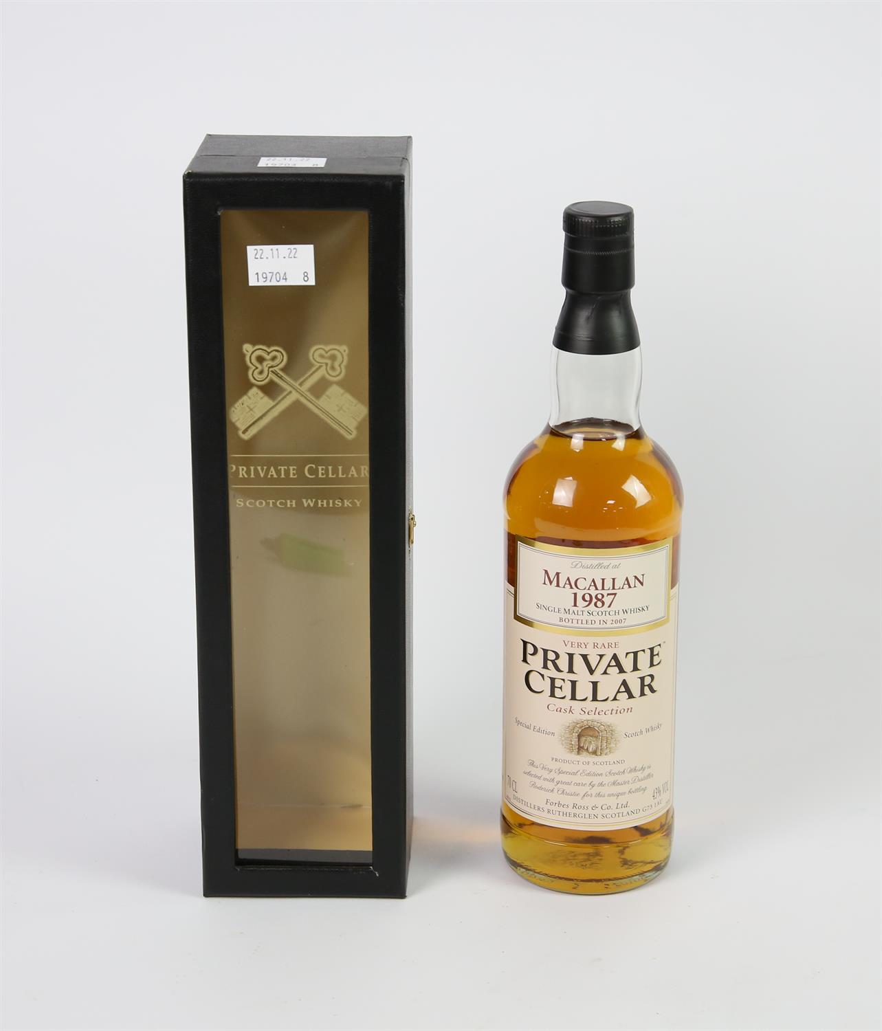 Private Cellar Cask Selection whisky, Macallan 1987, single bottle in original carton