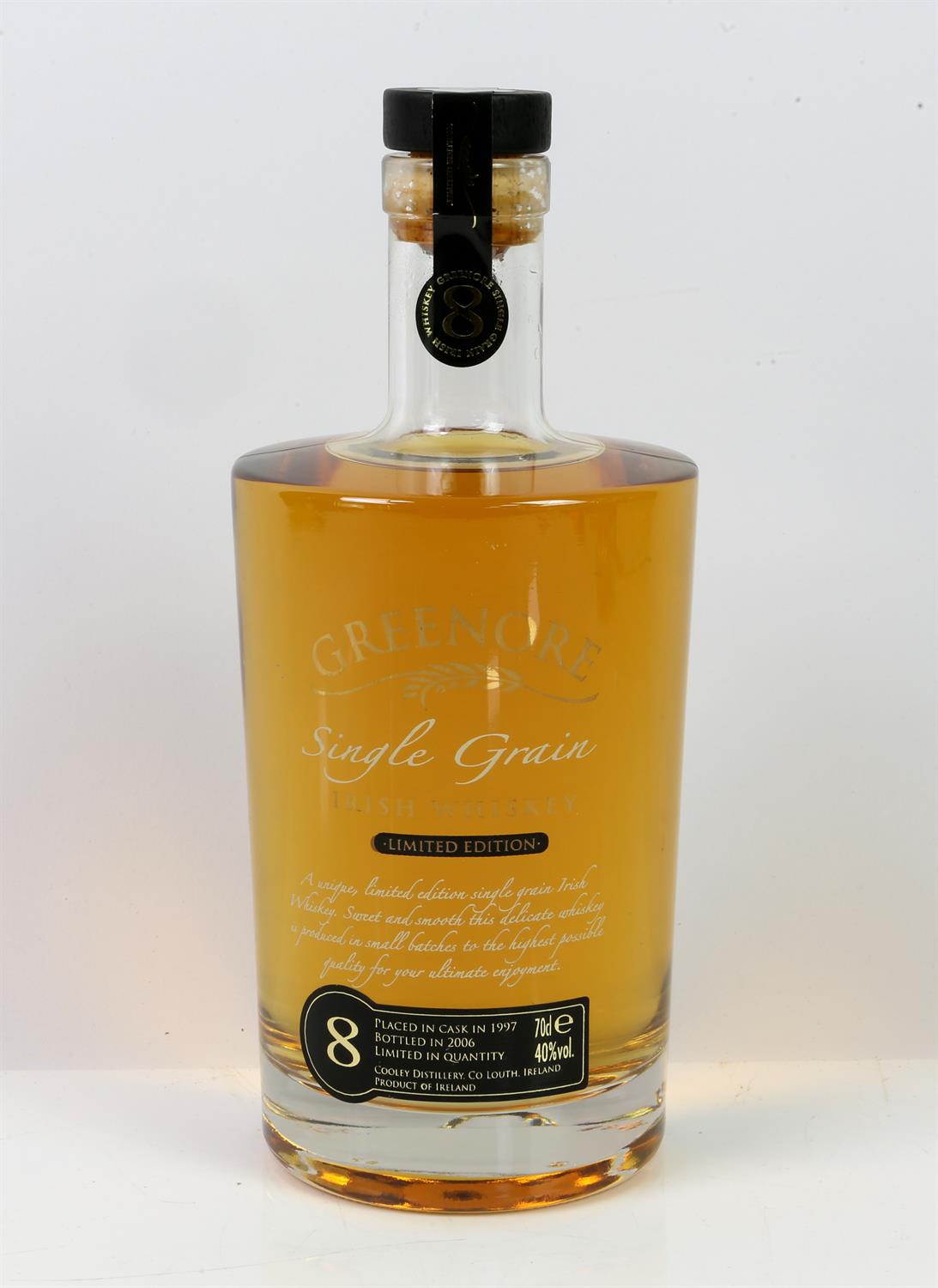 Greenore Single Grain 8 Year Old Limited Edition whisky, single bottle in original carton