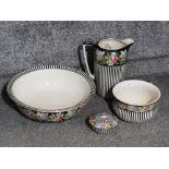 Vintage Grimwades Winton ware jug, bowl, chamber pot & soap dish 4 piece toilet set