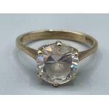 Ladies 9ct gold CZ solitaire ring. 2.9g size O1/2