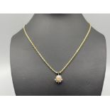 Ladies 14ct gold diamond and Pearl pendant necklace. 14.3g