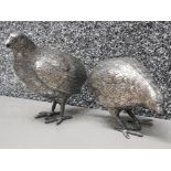Pair of silver plated Quail bird ornaments