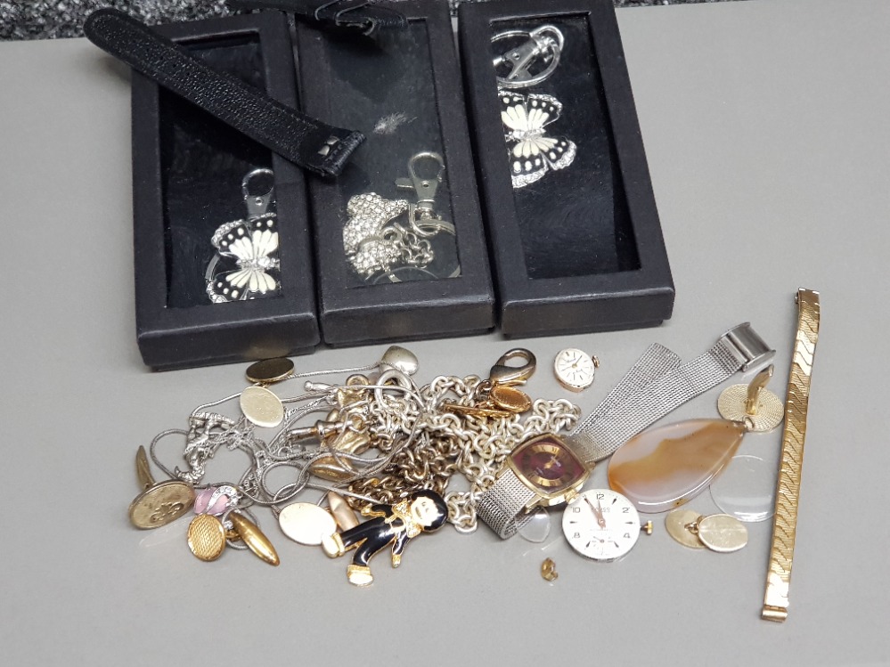 Mixed bag of jewellery items including watch parts, cufflinks etc