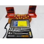 Electricion screwdriver set together with Draper drill bits and zen 40 piece socket set