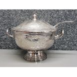 EPNS twin handled lidded soup tureen with ladle