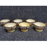 Set of 6 Maling Lustre dessert bowls (1 damaged) in Rosalind pattern