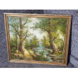 An oil painting by C Inness woodland landscape, signed 49.5 x 59cm