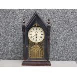 Vintage mahogany mantle/wall clock with glazed door, with key & pendulum