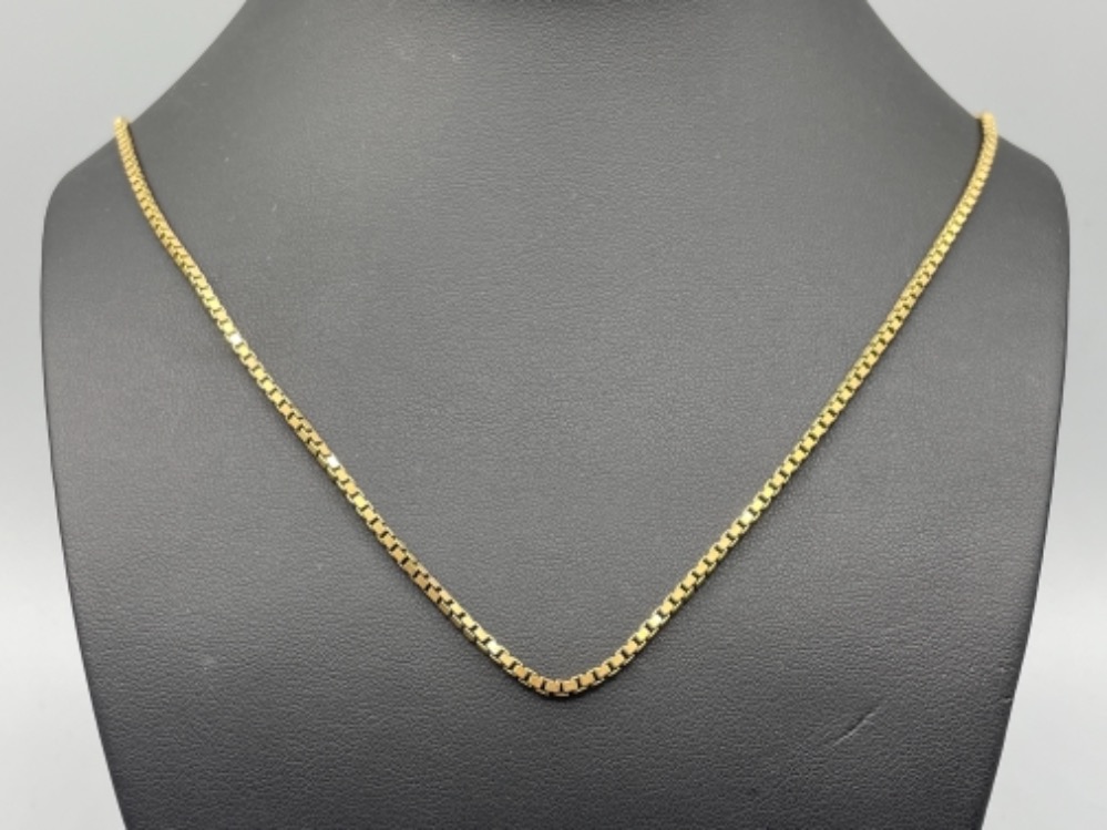 9ct gold box link chain. 13.3g 24”