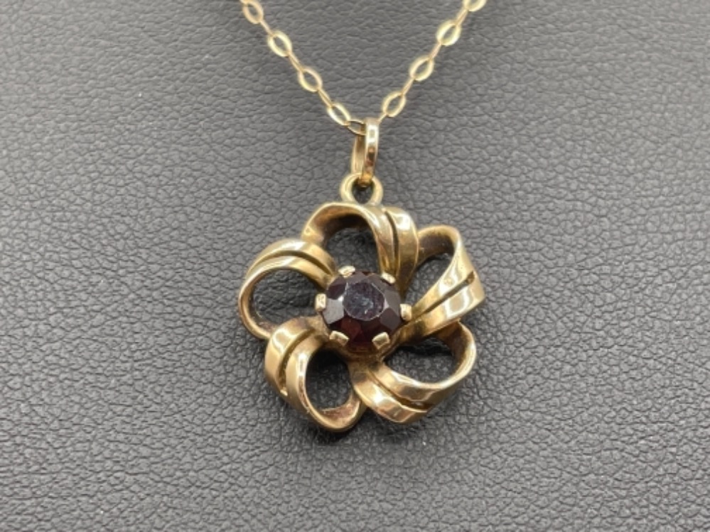 Ladies 9ct gold ruby pendant and chain. - Image 2 of 2