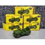 Total of 5 military Austin Champ jeep diecast Vehicles all with original boxes, number 674
