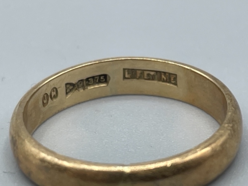 Ladies 9ct gold wedding band ring. Size L 2.5G - Image 2 of 2