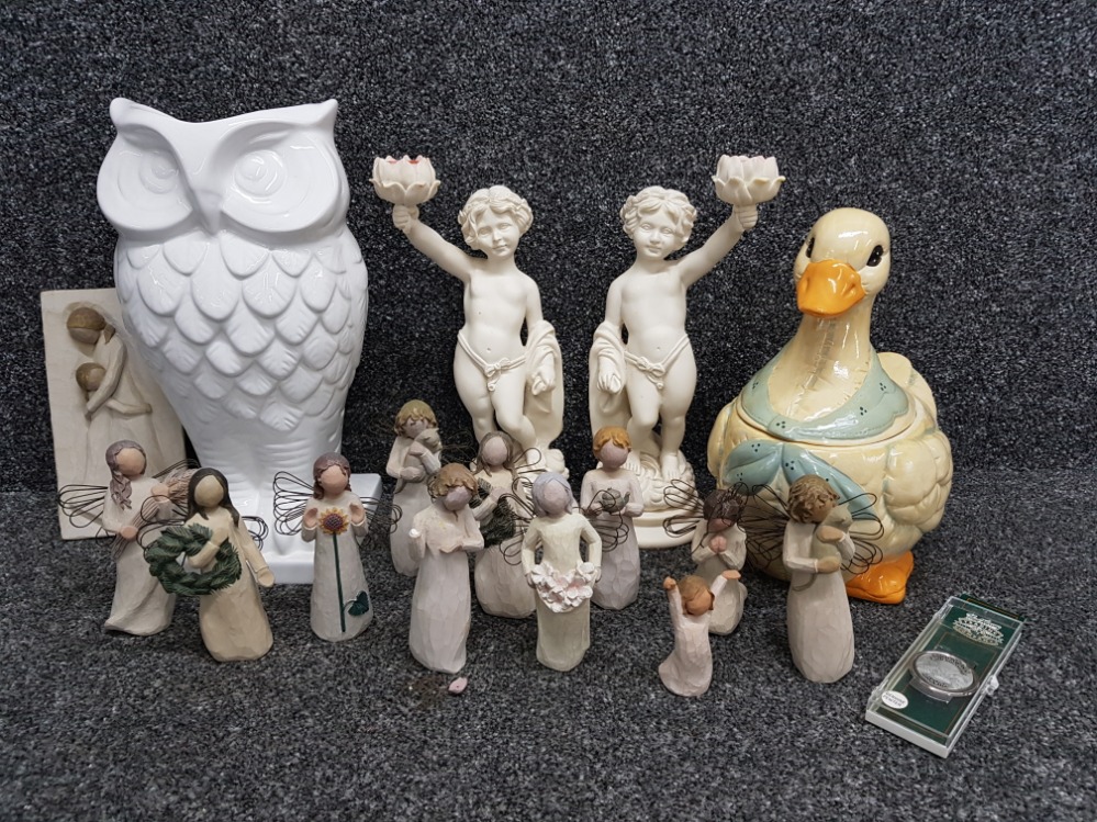 Willow Tree figurines, goose tureen and other items