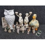 Willow Tree figurines, goose tureen and other items