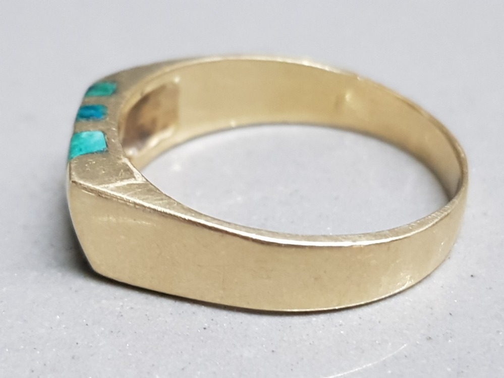 14ct gold & malachite ring, size R, 4.5g - Image 2 of 2