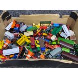 Box containing a large quantity of miscellaneous diecast vehicles, cars, trains etc