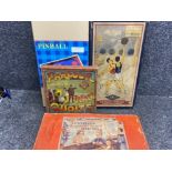 4x vintage games includes Rowntrees bagatelle, Samud bagatelle basketball, Pinball & Parlour wall