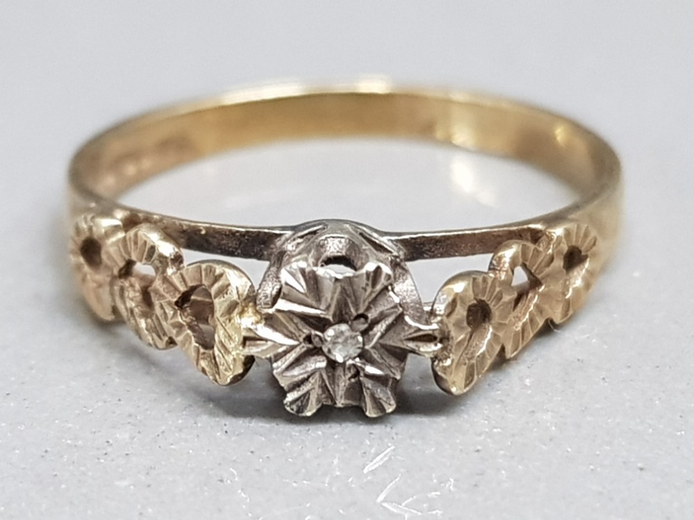 Vintage 9ct gold diamond ring, size N, 1.7g gross