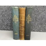 3 hardback volumes titled the Sunday at home, dated 1864, 1872 & 1876