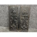 Pair of Victorian cast iron fire inserts (panels) - 7.5” x 21”