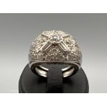 Vintage diamond cluster ring. Set in platinum approx 3.75cts of mixed old cut diamonds 13.7g M1/2