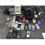 Box containing a large Quantity of mobile phones mainly Classic Nokia models etc