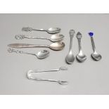 5 continental silver spoon including Sweden Italian 2 continental silver plated spoons Danish and