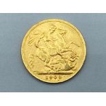 22ct gold Edward VII 1909 sovereign coin