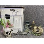 Fluval fish tank with original box also includes 8 fish tank ornaments