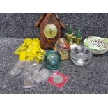 73 mixed lot comprising of glass paperweights, swan candle holder, wooden thermometer &