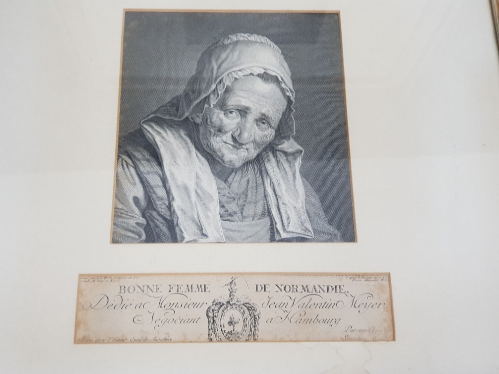 Pair of antique 1800s French framed engravings of 2 bonne femme! - Image 3 of 3