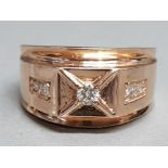 10ct rose gold & diamond ring VGC, size M, 5.6g gross